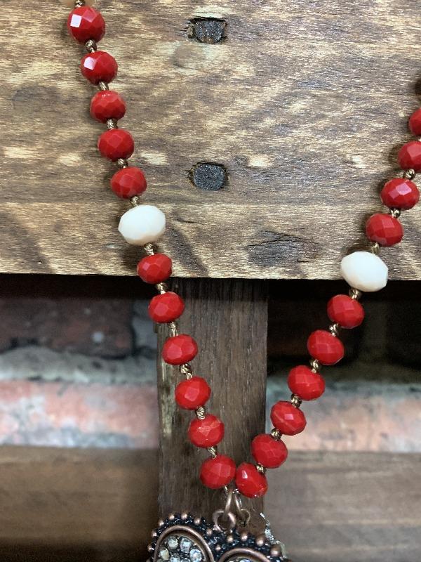 CRYSTAL NECKLACE RED & WHITE