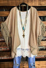 LIVING FREE BOHO CROCHET FRINGE KIMONO IN MOCHA