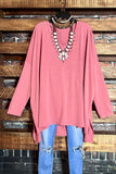 FOREVER PERFECTLY SIMPLE & OVERSIZED T-TUNIC IN DUSTY ROSE