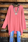 FOREVER PERFECTLY SIMPLE & OVERSIZED T-TUNIC IN DUSTY ROSE