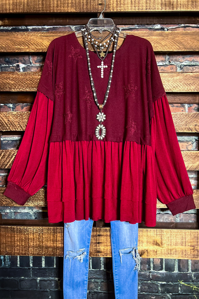 BOHO SHABBY SWING OVERSIZED COMFY WINE TUNIC BABYDOLL