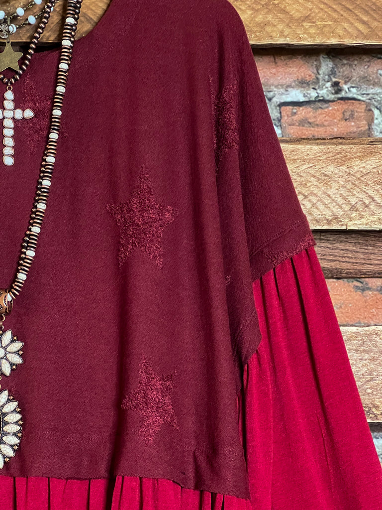 BOHO SHABBY SWING OVERSIZED COMFY WINE TUNIC BABYDOLL