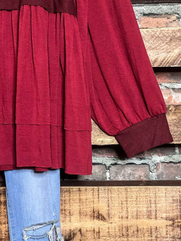 BOHO SHABBY SWING OVERSIZED COMFY WINE TUNIC BABYDOLL