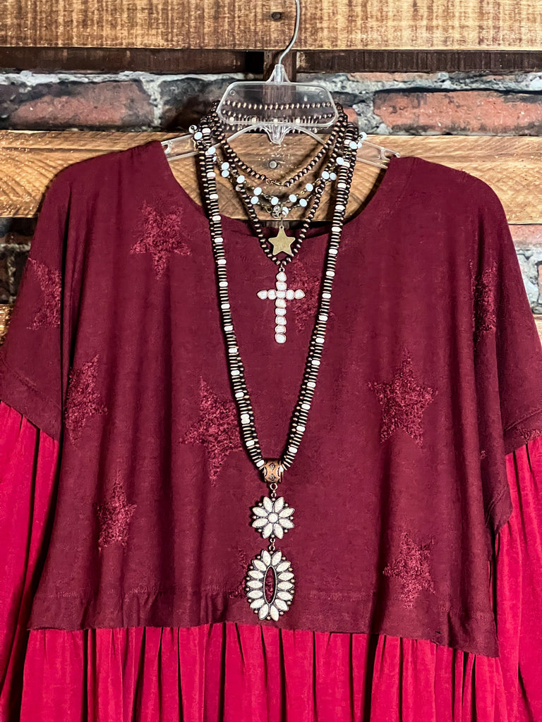 BOHO SHABBY SWING OVERSIZED COMFY WINE TUNIC BABYDOLL