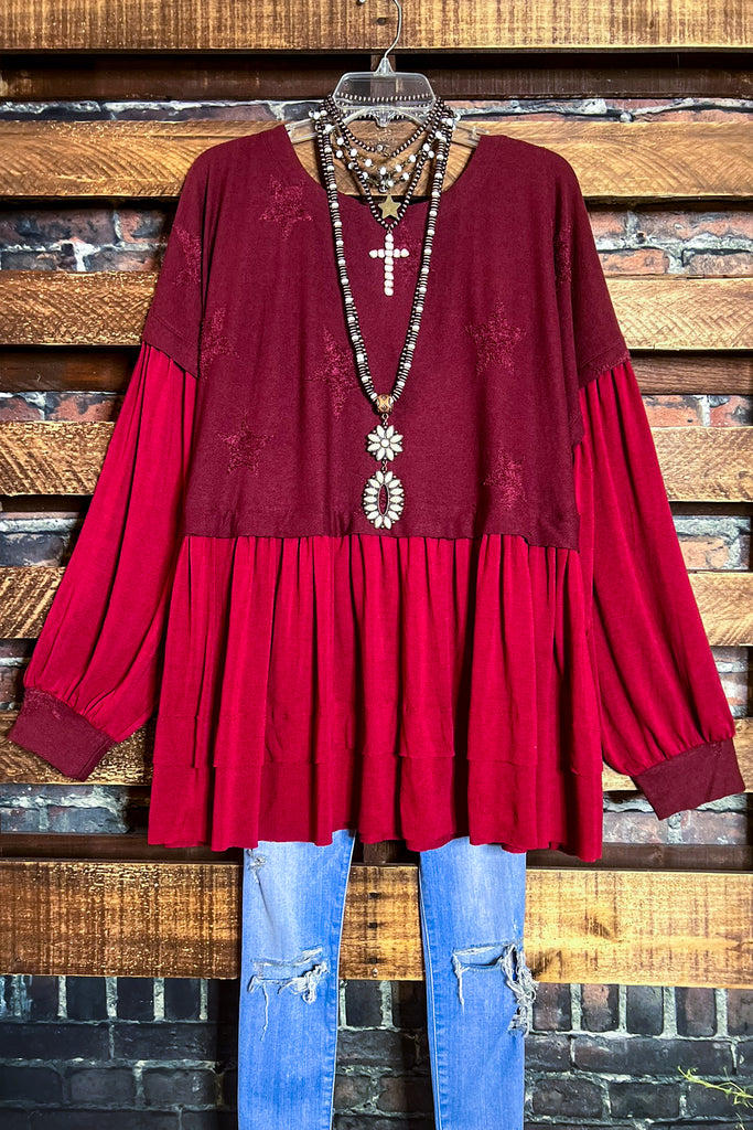 SHABBY SWING OVERSIZED COMFY WINE TUNIC BABYDOLL ----------SALE