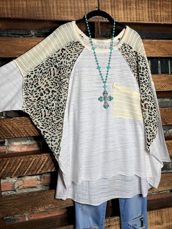 Always Faithful Top Burnout in Off-White Mix-----------Sale