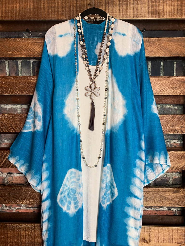 TIE DYE KIMONO IN AQUA---------SALE