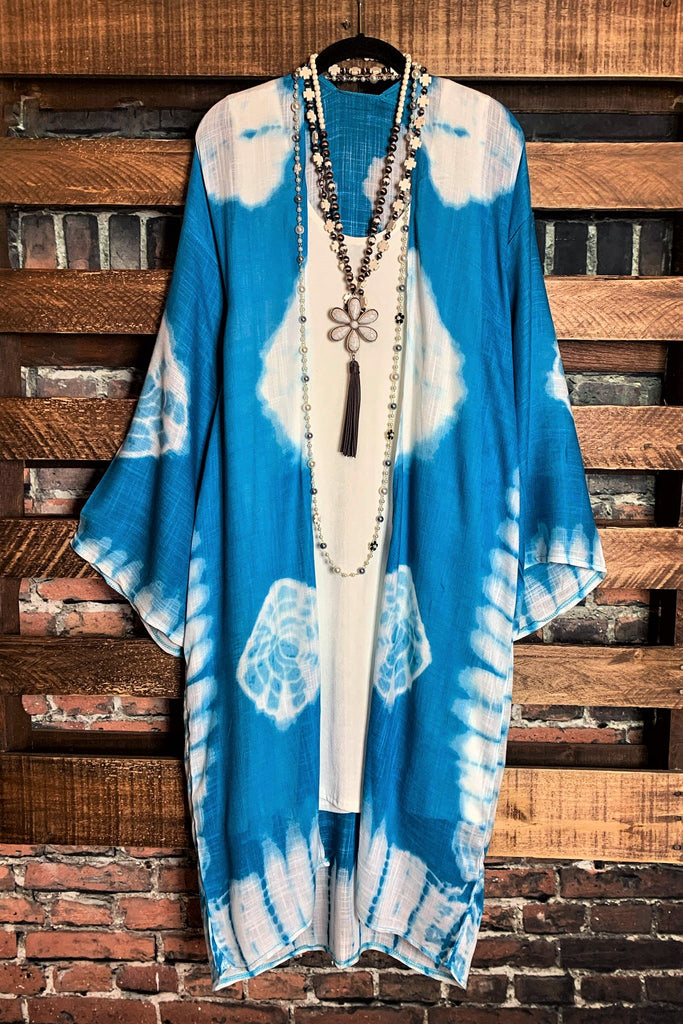 TIE DYE KIMONO IN AQUA---------SALE