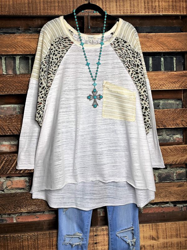 Always Faithful Top Burnout in Off-White Mix-----------SALE