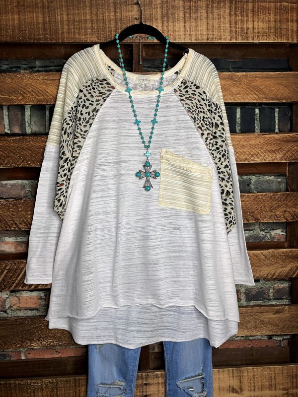 Always Faithful Top Burnout in Off-White Mix-----------Sale