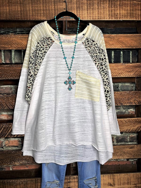 Always Faithful Top Burnout in Off-White Mix-----------Sale