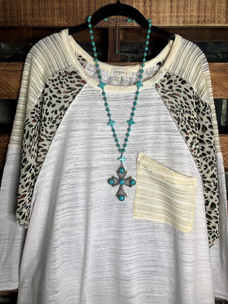 Always Faithful Top Burnout in Off-White Mix-----------Sale