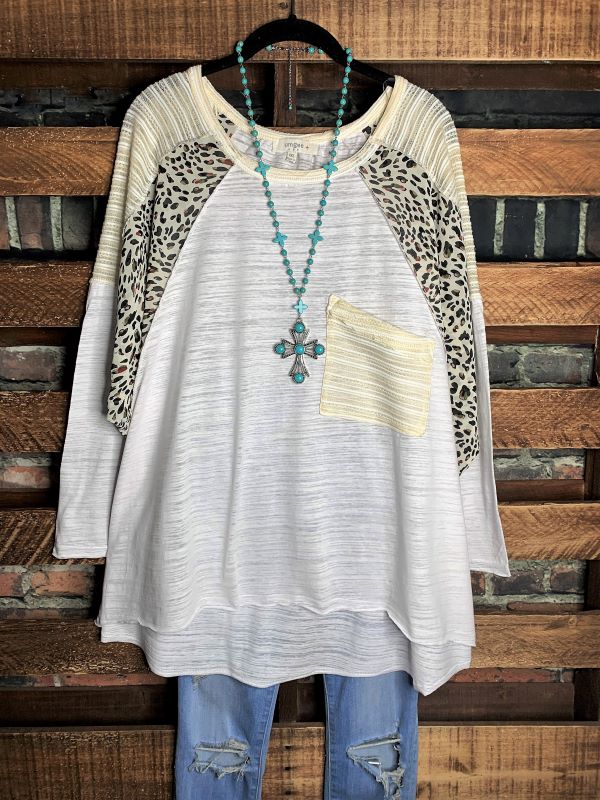 Always Faithful Top Burnout in Off-White Mix-----------Sale