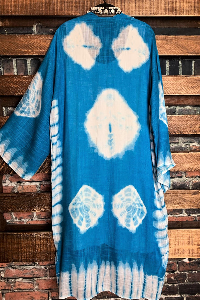 TIE DYE KIMONO IN AQUA---------SALE