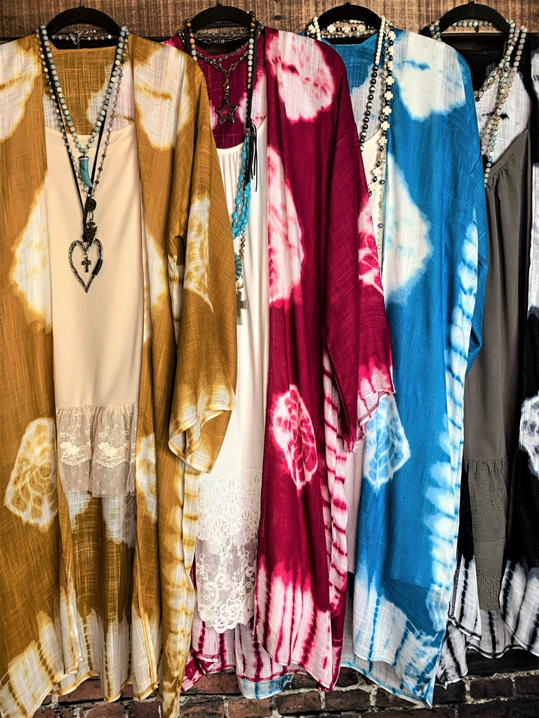 TIE DYE KIMONO IN AQUA---------SALE