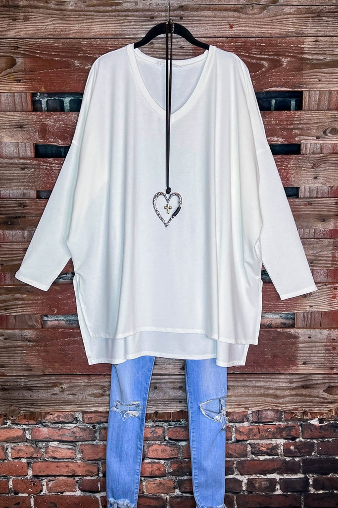 FOREVER PERFECTLY SIMPLE & OVERSIZED T-TUNIC IN IVORY