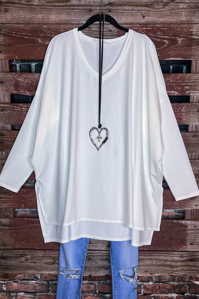 FOREVER PERFECTLY SIMPLE & OVERSIZED T-TUNIC IN IVORY ----------SALE