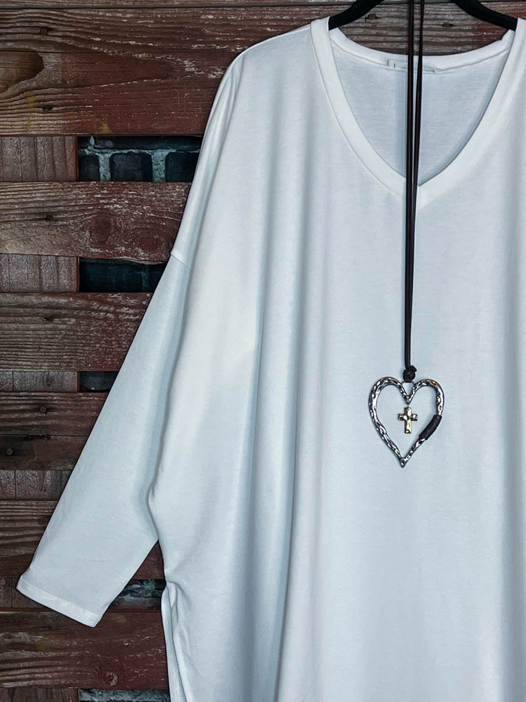 FOREVER PERFECTLY SIMPLE & OVERSIZED T-TUNIC IN IVORY