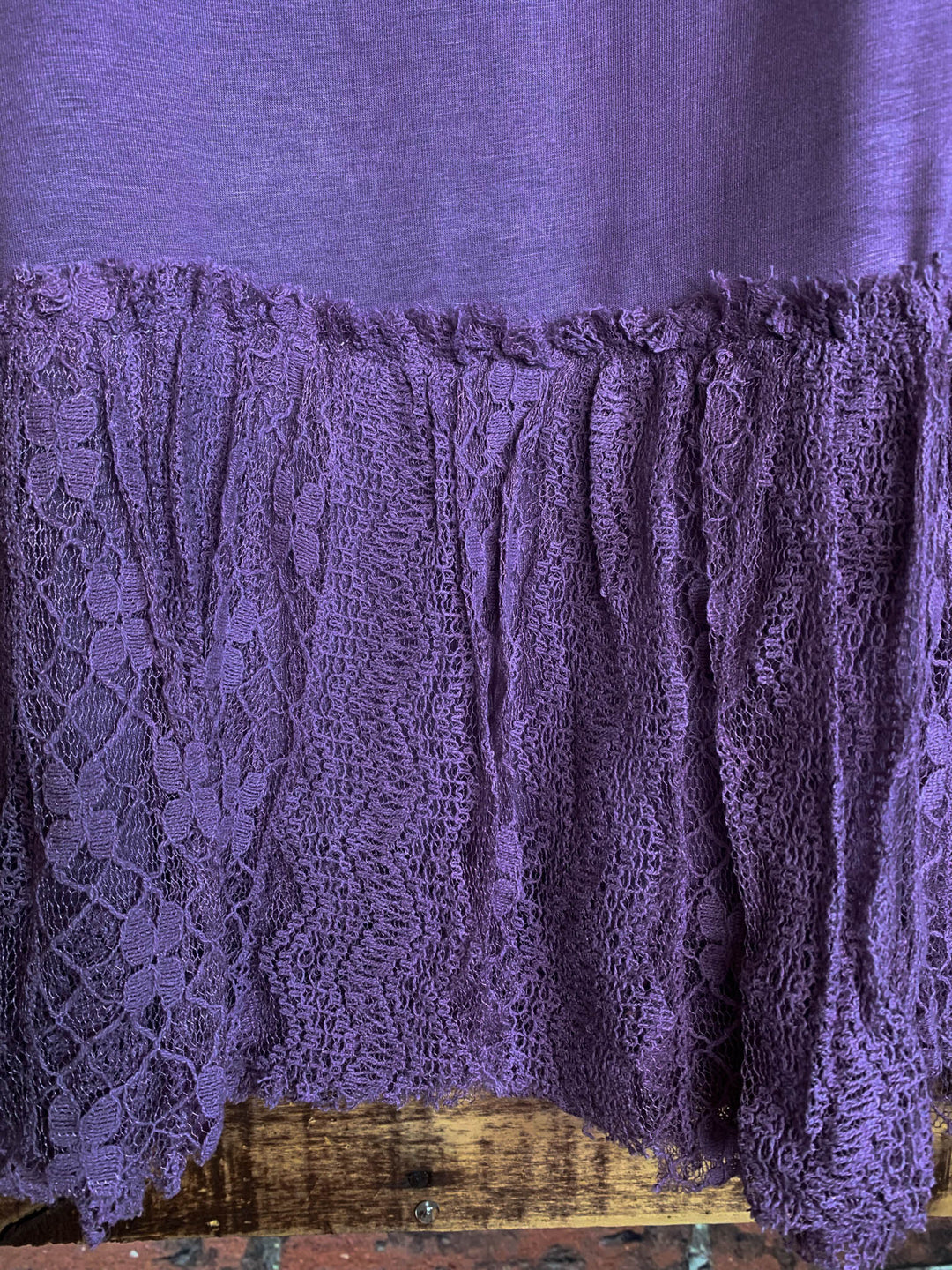 LOVE ME ALWAYS SHABBY LACE LAYERING SLIP DRESS EXTENDER IN PURPLE