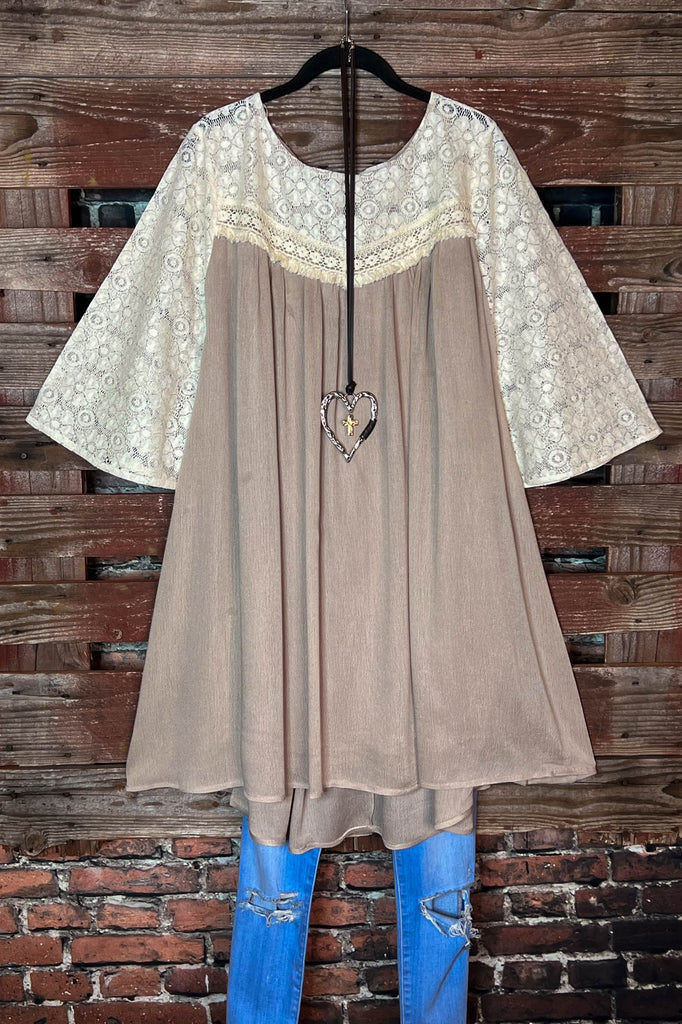 Pursuit Of Happiness Lace Dress in Latte
