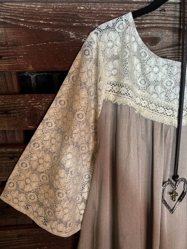 Pursuit Of Happiness Lace Dress in Latte