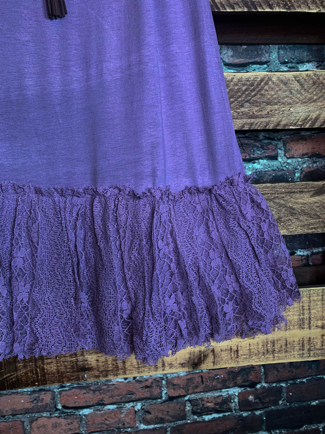 LOVE ME ALWAYS SHABBY LACE LAYERING SLIP DRESS EXTENDER IN PURPLE