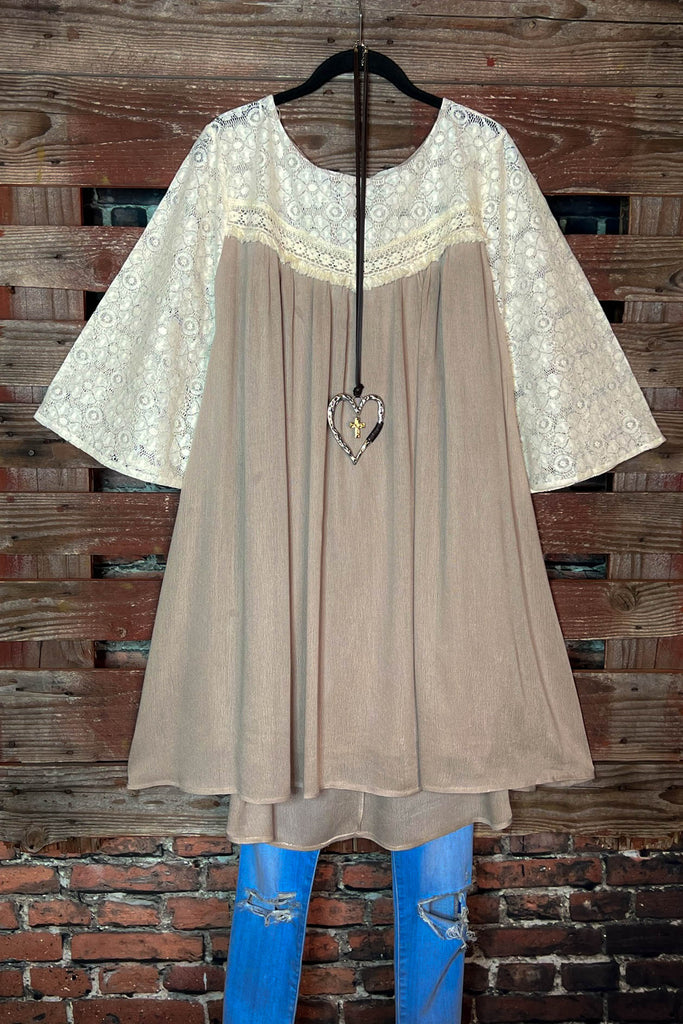 Pursuit Of Happiness Lace Dress in Latte
