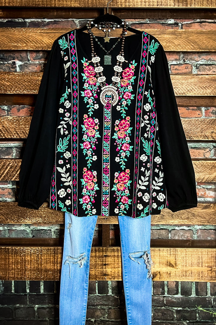 6-12 SIZE - EMBROIDERED TOP IN BLACK--------SALE