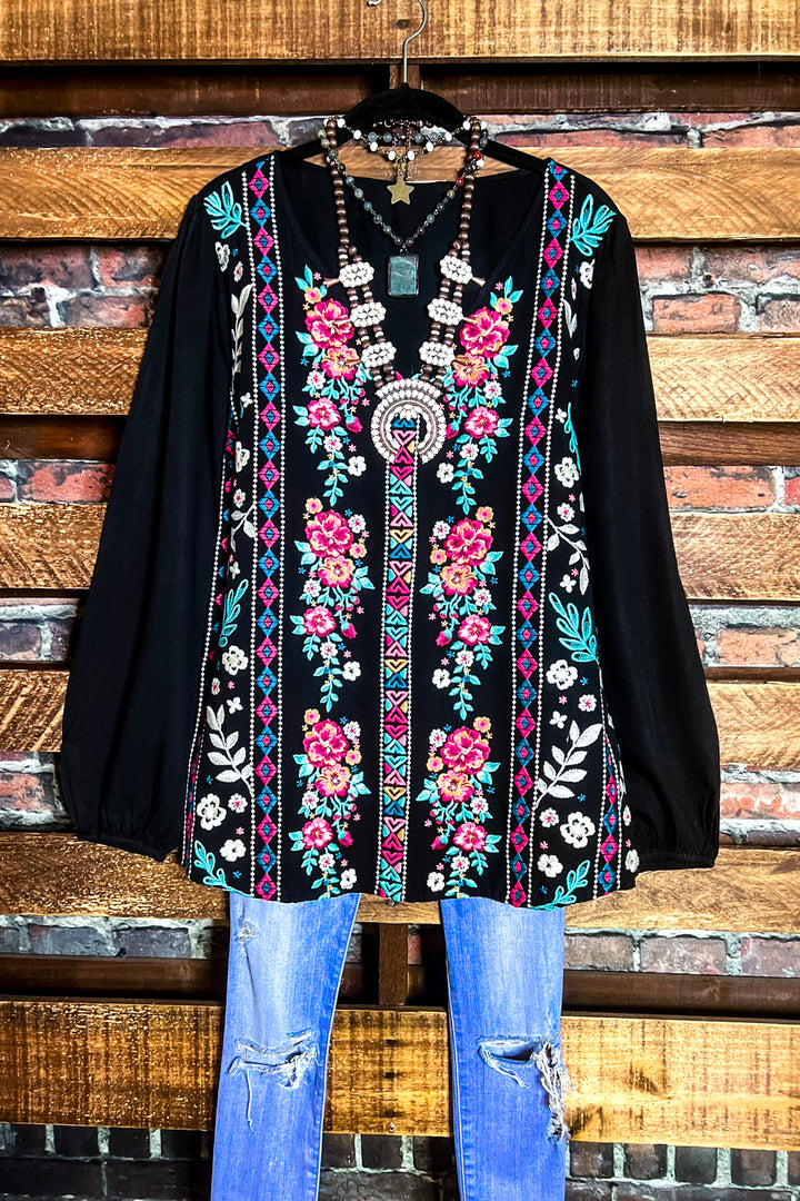 6-12 SIZE - EMBROIDERED TOP IN BLACK--------SALE