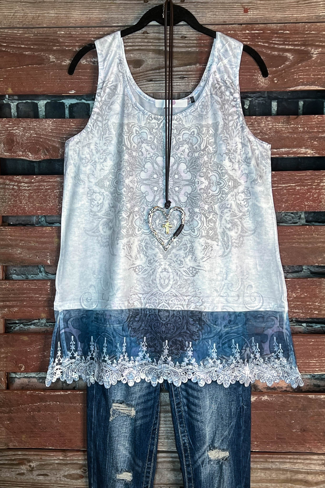 Lotus Embroidered Top - Navy