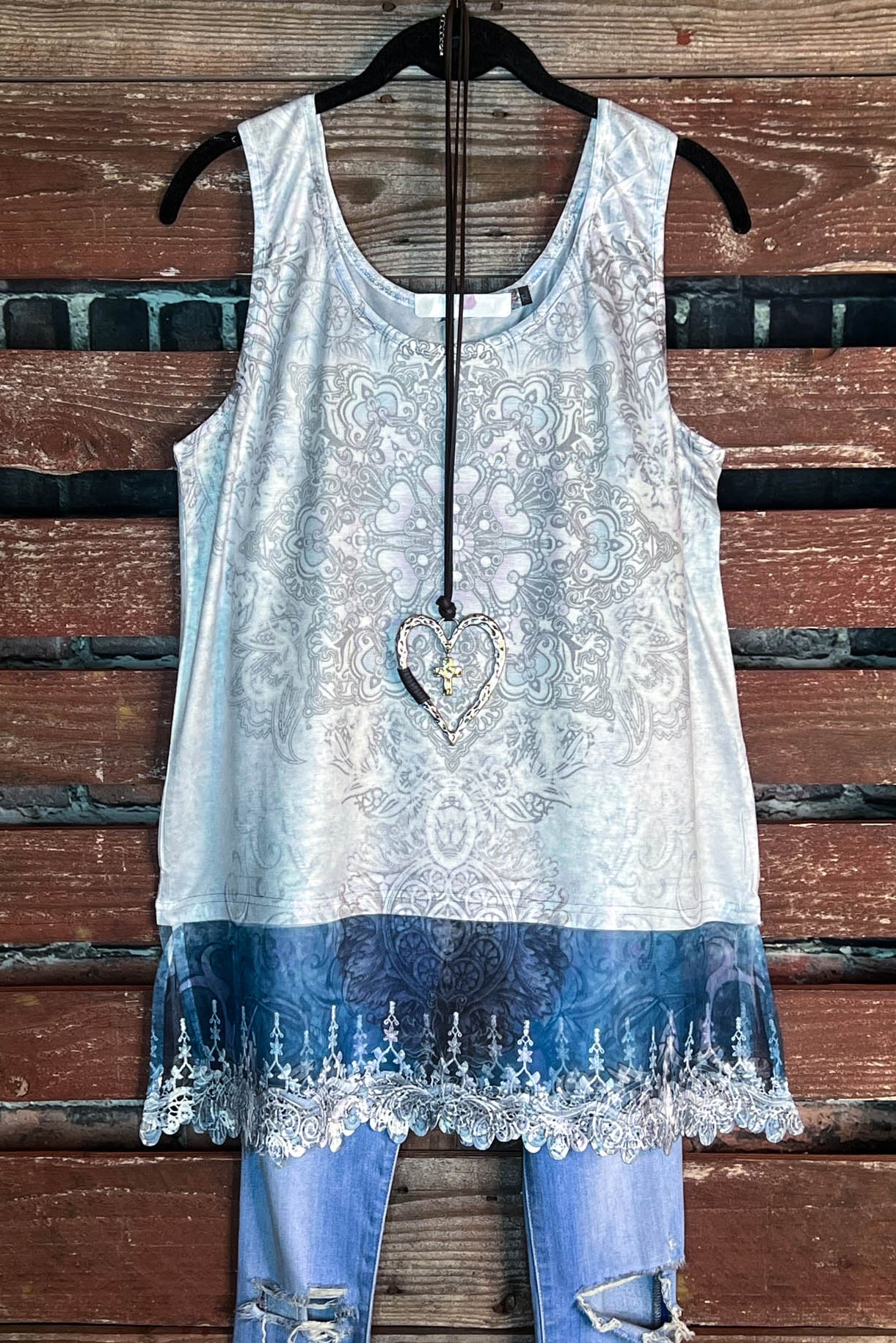 Blue Lace Embellished Top
