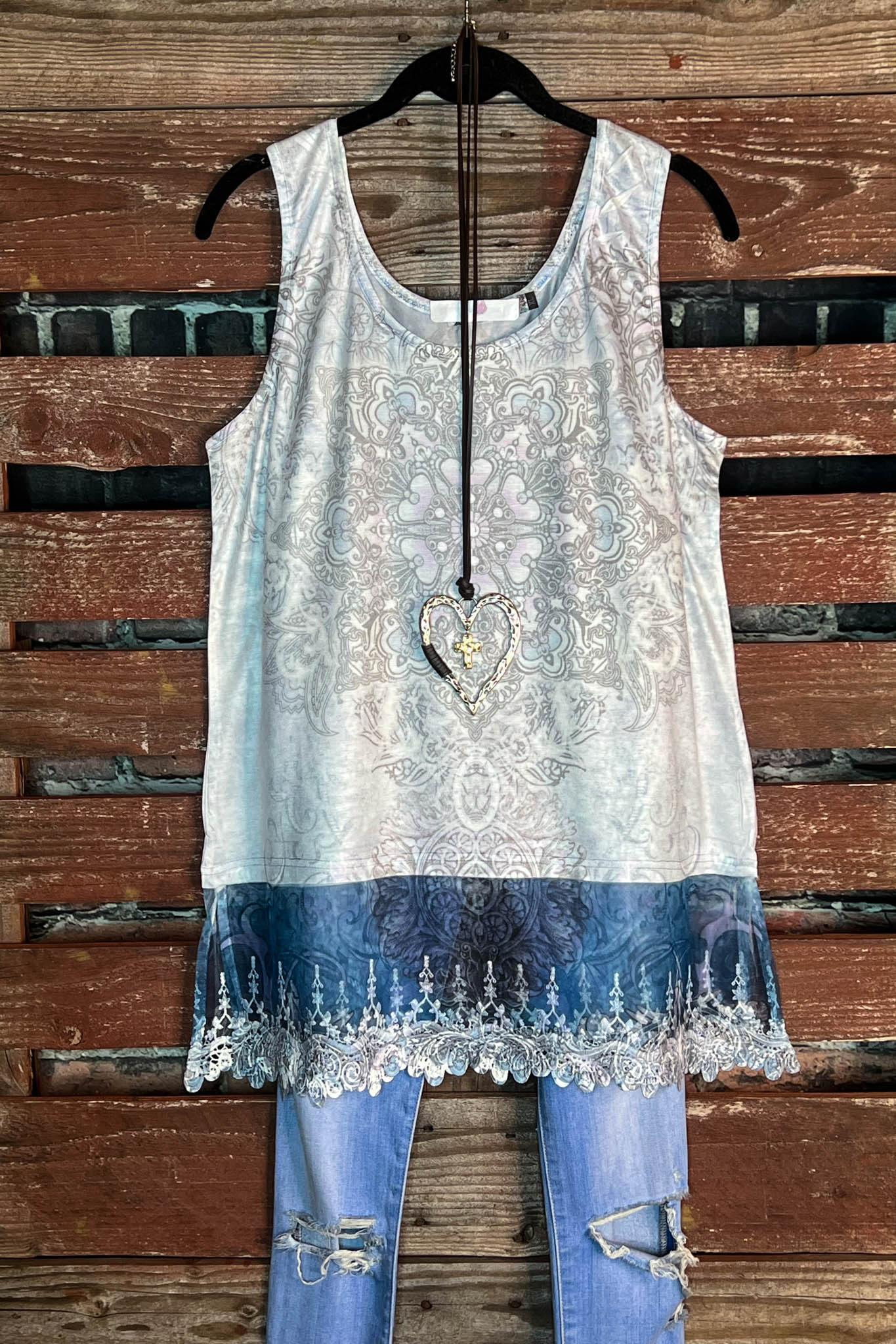 Navy Accent Embroidered Top main image 0