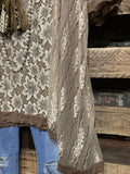 INSPIRED BY BEAUTY LACE TUNIC IN TAUPE & BROWN------------SALE