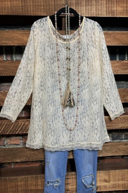 ADORABLY YOURS LACE LAYERING TOP IN BEIGE