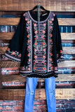 ALL THIS BEAUTY EMBROIDERED TOP IN BLACK
