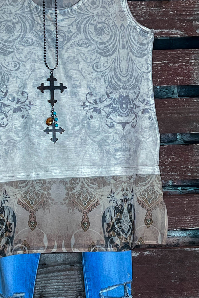 FRENCH VINTAGE INSPIRED LACE EMBROIDERED TOP MULTI-COLOR