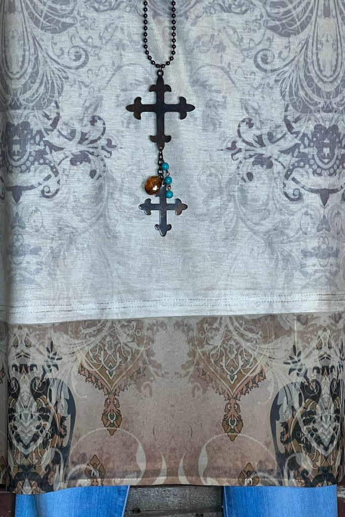 FRENCH VINTAGE INSPIRED LACE EMBROIDERED TOP MULTI-COLOR