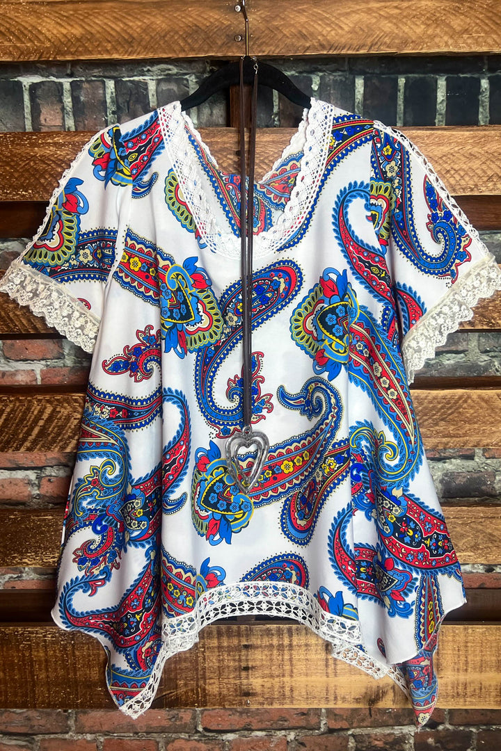 Bohemian Paisley Poncho Top in Multi-Color--------------SALE