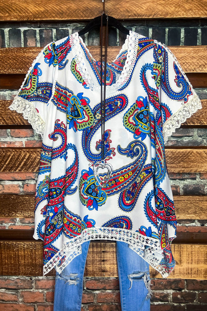 Bohemian Paisley Poncho Top in Multi-Color--------------SALE