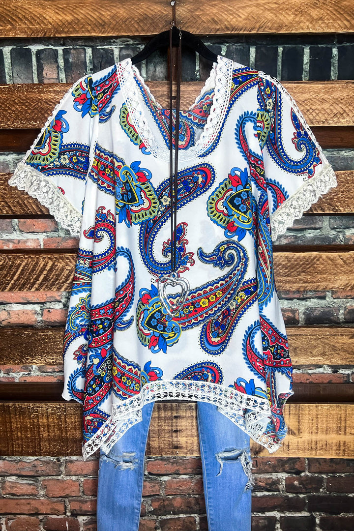 Bohemian Paisley Poncho Top in Multi-Color--------------SALE