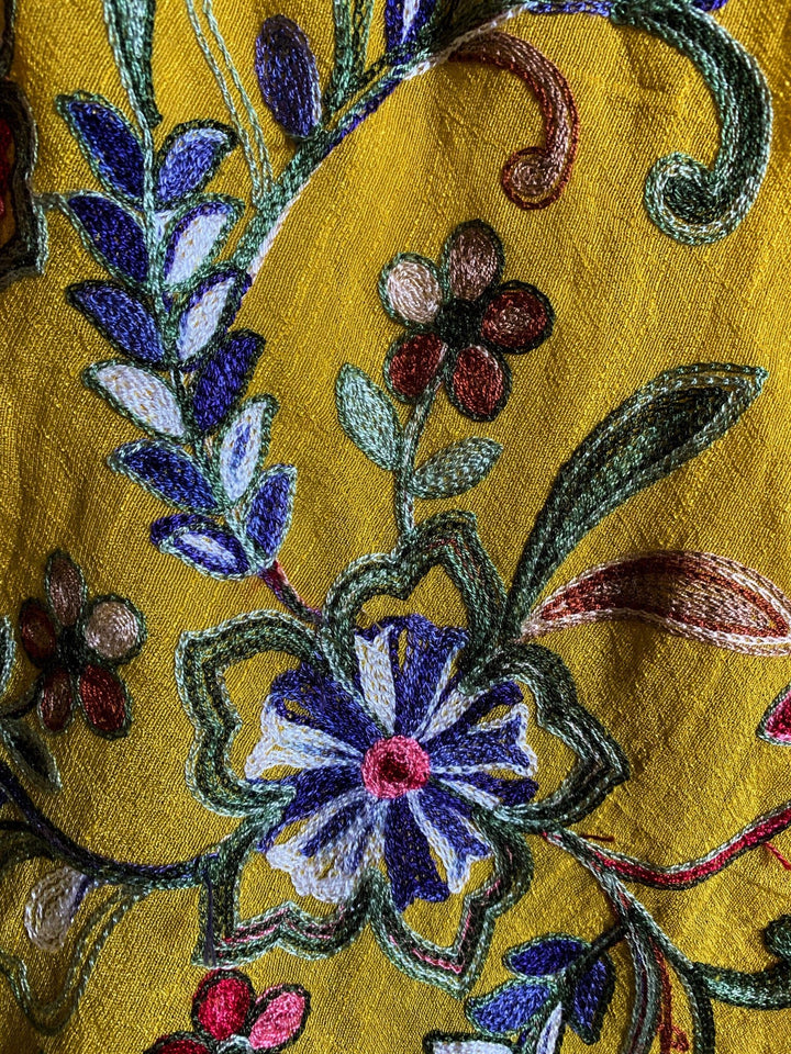 GO WITH GRACE MUSTARD FLORAL EMBROIDERED KIMONO