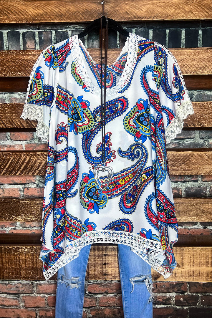 Bohemian Paisley Poncho Top in Multi-Color--------------SALE