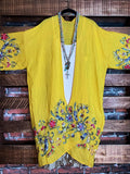 GO WITH GRACE MUSTARD FLORAL EMBROIDERED KIMONO