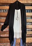 Let's Go To The City Fringe Cardigan in Black-------------Sale