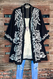 Blooming Love Floral Embroidered Kimono in Black