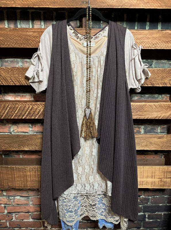 Lace Vest In Brown Mocha-----SALE