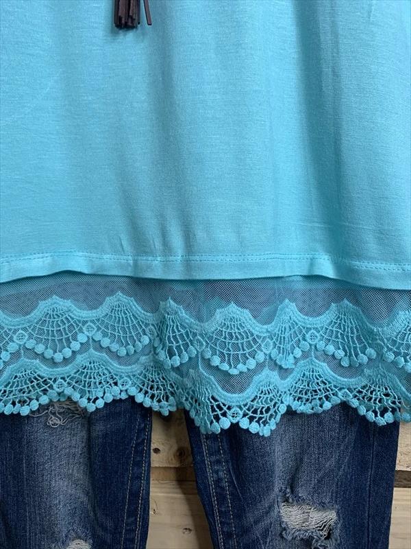 SWEETER THAN HONEY LACE SLIP DRESS EXTENDER IN AQUA