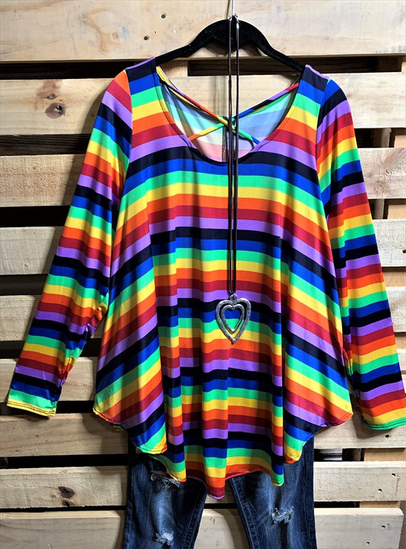COLORS OF THE RAINBOW LONG SLEEVE TOP ---- sale