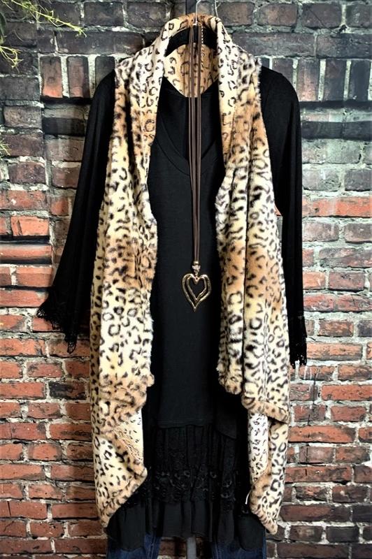 COLD WEATHER STYLISH CHARM FAUX FUR LEOPARD VEST