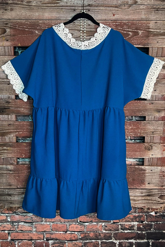 DREAMING OF BETTER DAYS LACE DRESS IN DARK TEAL-----------sale
